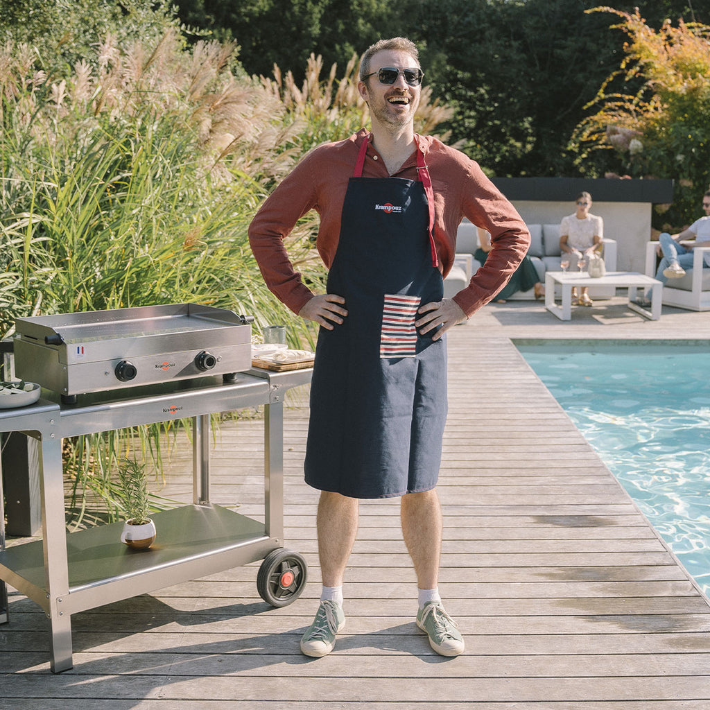 Tablier bleu marine brodé Krampouz - 2